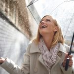 Image of woman smiling in the rain